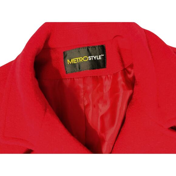 MetroStyle Red Wool-Blend Double Breasted Coat – Women’s Medium (Classic) - Picture 3 of 3